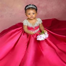 lace crystals flower girl dresses sheer neck satin little girl wedding dresses cheap communion pageant dresses gowns f359253c