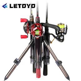 Fishing Accessories LETOYO ROD STAND 530 Portable Rod Support Tripod Lure Box Stand Barrel Holder Pole Bracket Tools 230721