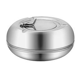 Ashtrays Windproof Ashtray With Lid Stainless Steel Tabletop For Outdoor Indoor Use Desktop Smoking Ash Tray Kdjk2211 Drop Delivery Dhox9