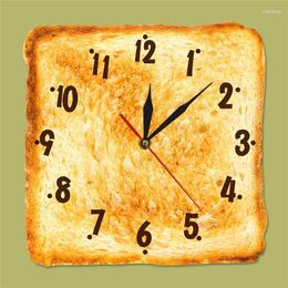 Wall Clocks Toast Home Decor Realistic Toasted Bread Clock Bakery Sign Dining Room Art Silent Quartz Kitchen