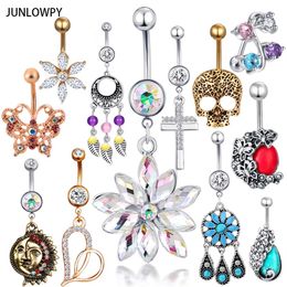 Surgical Steel Lots Of Piercing Nombril Tragus Earring Body Jewellery Navel Rings Fashion Dangle Belly Button Ring 20pcs205o