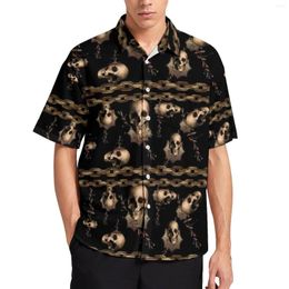 Men's Casual Shirts Steampunk Skull Loose Shirt Man Vacation Gold Chain Ediemagic Guilding Graphic Short Sleeve Y2K Oversized Blouses