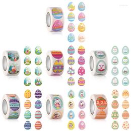 Gift Wrap 581C Happy Easter Oval Sticker Roll Self Adhesive Egg Decal Seal Label Tag For Home Festival Party Wrapping Sealing