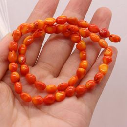 Beads 1 Strand Natural Coral Orange Button Shape Spacer Loose For Jewellery Making DIY Necklace Bracelet Accessories
