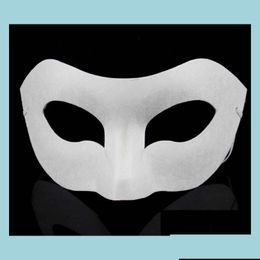 Party Masks White Half Face Mask Halloween Blank Paper Zorro Diy Hiphop Handpainted Street Dancing 10Pcs/Lot Drop Delivery Home Gard Dhdg8