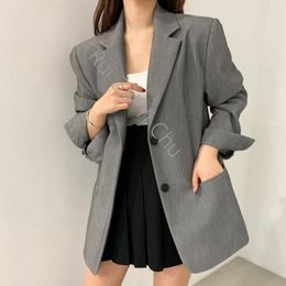 Women's Suits Spring Korean Fashion Notched Blazer Women Classic All Match Long Sleeeve Blazers Office Lady Single Breasted Jackets