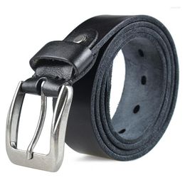 Belts Fashion Men Handmade Leather Belt Cowhide Leisure Business Travel Brand Design Simple Pin Buckle Versatile Jeans Soft P3602