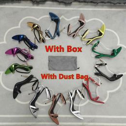 2023 Dress shoes Elegant Brand Women Shoes Padlock Pointy Naked Sandals Shoes Hardware Lock and key Woman Metal Stiletto Heel Party Dr F3t3#