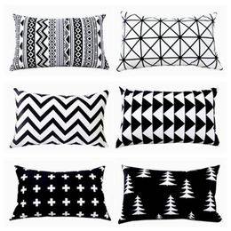 black and white rectangular funda cojin modern geometric cushion cover boho sofa chaise throw pillow case2558