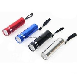 portable Mini aluminium alloy 9 LED UV Flashlight Ultraviolet torch bike riding cycling Torchlight Ultra Violet Money Detection Lamp Light