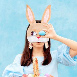 Half Face Rabbit Cat Eye Mask Christmas Carnival Party Cosplay Mask Halloween Costume Props Adult Child