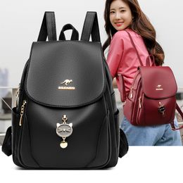 School Bag High quality leather Backpacks Fashion Female Shoulder Sac a Dos Travel Ladies Bagpack Mochilas Bags For Girls 230721