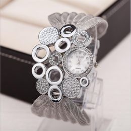 BAOHE Brand Personalized Fashion Clothing Accessories Silver Watches Wide Mesh Bracelet Ladies Watch Womens Wristwatches226B