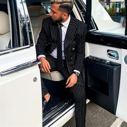 Formal Black Stripe Mens Coat Suits Custom Made Plus Size Business Man Jacket Blazer 2 Pieces Jacket Black Pants231e