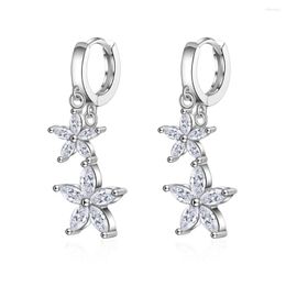 Dangle Earrings Luxury Short Star Pentagram Bling Wedding Cz Cubic Zirconia Drop For Women Korean Jewellery SD2174