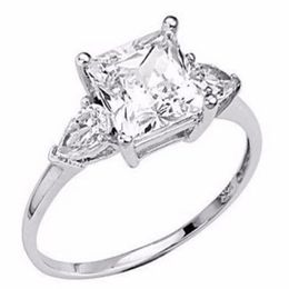 14K White Gold 2 25 ct Princess cut Man Made Simulation Diamond Engagement Ring237i