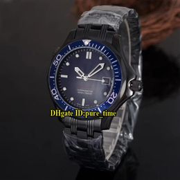 300m Diver James Bond 007 210 30 42 20 01 001 Automatic Black Dial Mens Watch Blue Ceramic Bezel PVD Black Steel Band Gents Watche316S