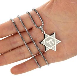 Pendant Necklaces Stainless Steel Star Of David Necklace For Women Chai Jewish Fashion Jewellery Ancient Hexagram Charm Men