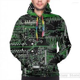 Men's Hoodies Mens Sweatshirt For Women Funny Circuit Board Green Print Casual Hoodie Streatwear