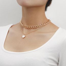 Choker Linda 2023 European And American Cross-border Jewellery Retro Imitation Pearl Heart-shaped Nice Pendant Necklace Punk Sweater