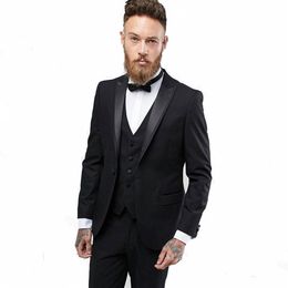 2018 Custom Made Peaked Lapel Slim Fit Groom Suit Black Men Suits Latest Coat Pant Designs Men Wedding Suits Men Prom Tuxedo294z