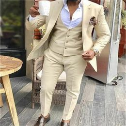 Selling Groomsmen Champagne Groom Tuxedos Notch Lapel Men Suits Wedding Prom Dinner Man Blazer Jacket Pants Tie Vest 212v