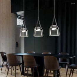 Pendant Lamps Post-modern Glass Lights Mona Led Belt Hanging Lamp Living Room Kitchen Light Fixtures Home Decor Suspension Luminaire
