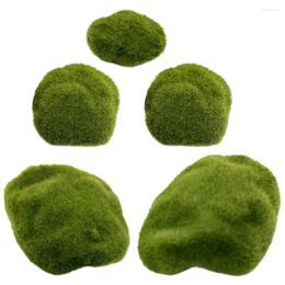 Decorative Flowers 5 Pcs Faux Stone Bonsai Stones Micro Landscape Moss Imitated Mossy Props Foam Green