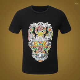 Men's T Shirts Camiseta Hombre Short Sleeved Brand Rhinestone Print Slim 2023 Summer Top Male Luxurious High-quality 10