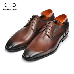 Saviano 8161 Uncle Derby Dress 2 Colors Formal Wedding Shoe Office Business Genuine Leather Shoes For Men Original s