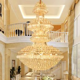 LED Lampadari di cristallo moderni Luci Apparecchio Americano Grande lampadario dorato Lampade el Lobby Hall Scala Way Villa Home Indoor Li274g