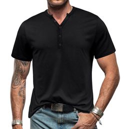 Men's T Shirts Summer Men Cotton Shirt Casual Mens Short Sleeve T-shirts Male V-Neck Tops Classic Tees Clothing