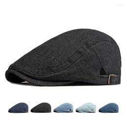 Berets Washed Denim Hat Men's Sboy Caps Women's Casual Forward Cap British Vintage Beret Gatsby Painters Hats Gorro Hombre Boina