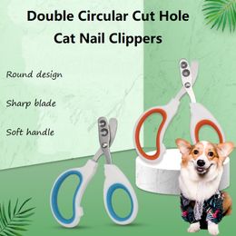 Pet Nail Clippers with Double Circular Cut Hole Pet Nail Trimmer for Multi-pet Families Dog Cat Nail Grinder Suitable for Almost All Family Pets