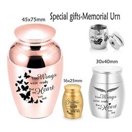 Angel Wings Small Urns for Human Ashes Holder Mini Cremation Urns for Ashes Alloy Metal Memorial Pet Dog Cat Bird Ash 5 Colours Y09306o