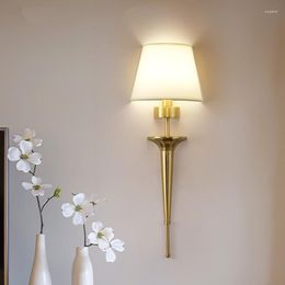 Wall Lamps Modern Lamp American Style All Copper For Living Room Bedroom Nordic Decor Loft Fixtures Home Bedside Light