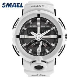 New Electronics Watch Smael Brand Men's Digital Sport Watches Male Clock Dual Display Waterproof Dive White Relogio 1637264Z