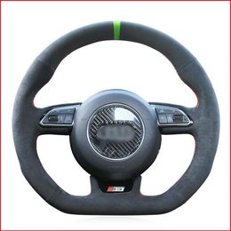 Custom Made Anti Slip Black Suede DIY Car Steering Wheel Cover for Audi S1 8X S3 8V Sportback S4 B8231T