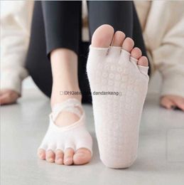 Women Bandage Yoga Socks Anti-Slip Quick-Dry Silicone Gym Pilates Ballet Sock with Grip Fitness Sport Sox Slipper Cotton Breathable Elasticity