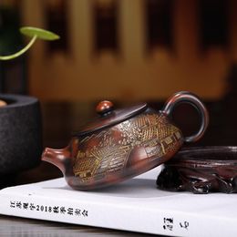 Boormachine 130ml Boutique Raw Ore Stone Scoop Tea Pot Yixing Purple Clay Teapots Handmade Ball Hole Filtration Kettle Tea Table Accessories