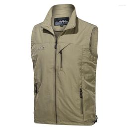Men's Vests Multi-Pocket Classic Waistcoat Sleeveless Thin Male Spring Solid Coat Work Vest Pographer Summer Tactical Jacket M-4XL