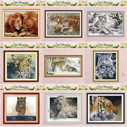 Craft Tiger Lion Animals Counted 11ct 14ct Cross Set Wholesale Chinese Diy Cross Kit Embroidery Needlework Home Decor