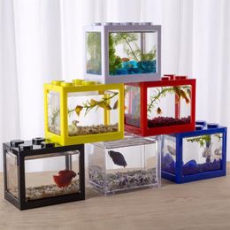 Mini Fish Tank Row Aquarium Stackable Tanks Light Ant Feeding Reptile Box Desktop Decoration Accessories Decorations338e