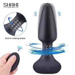 yutong Vibration Butt Plugs Rotation Beads Vibrator Prostate Massage Wireless Remote Control Anal Plug Adult Toys For Man Woman227z