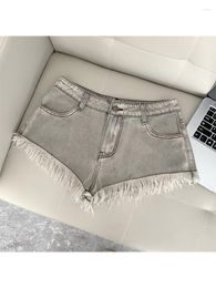 Women's Jeans High Waist Tassel Cotton Denim Shorts Female Summer Wide Leg Pants Korean Fashion Jean Design Streetwear