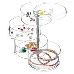 Jewellery Pouches 3/4/5 Layers Transparent Rotating Dustproof Box Multi-Layer Ring Earrings Storage Plastic Display Rack Dust-proof