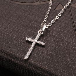 Chains Cross Pendants Necklace Simple Fashion Unisex Metal Chain Crystal Jesus Pendant Party Jewelry Choker