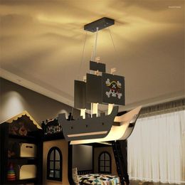 Pendant Lamps Cartoon Pirate Ship Black Lights Children Room Boy Bedroom Light Clothing Shop Kindergarten Deco Fixtures