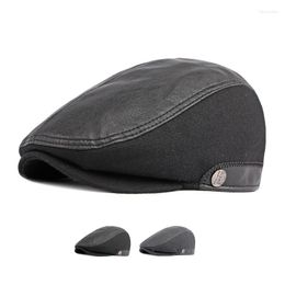 Berets Autumn Winter Hat Men Warm Ear Protection Beret Sboy Caps For Flat Dad Gatsby Painters Hats Driver Ivy Boina