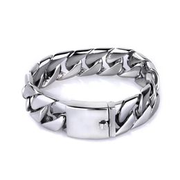 Pure Titanium Jewellery Men Fashion Curb Link Chain Bracelets High Polished Super-wide Cuff Wristbands Bangle Pulseras Brace lace 22267M